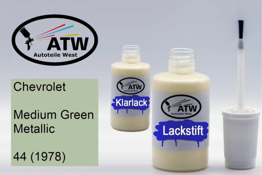 Chevrolet, Medium Green Metallic, 44 (1978): 20ml Lackstift + 20ml Klarlack - Set, von ATW Autoteile West.